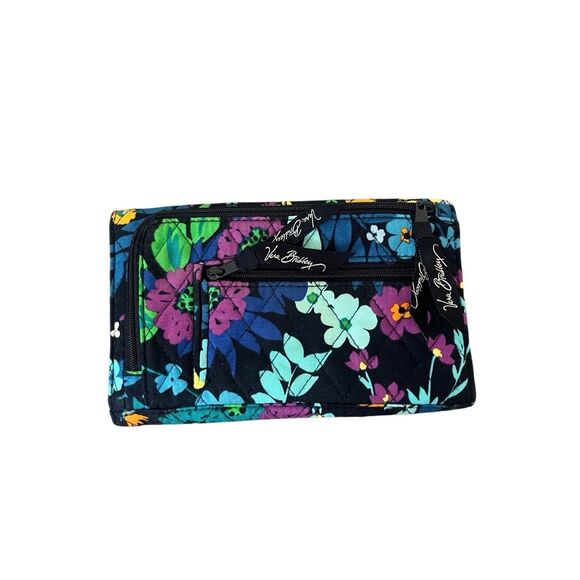 Vera Bradley Midnight Blues Floral Snap Closure Wallet With Zippered Compartment - Picture 3 of 4